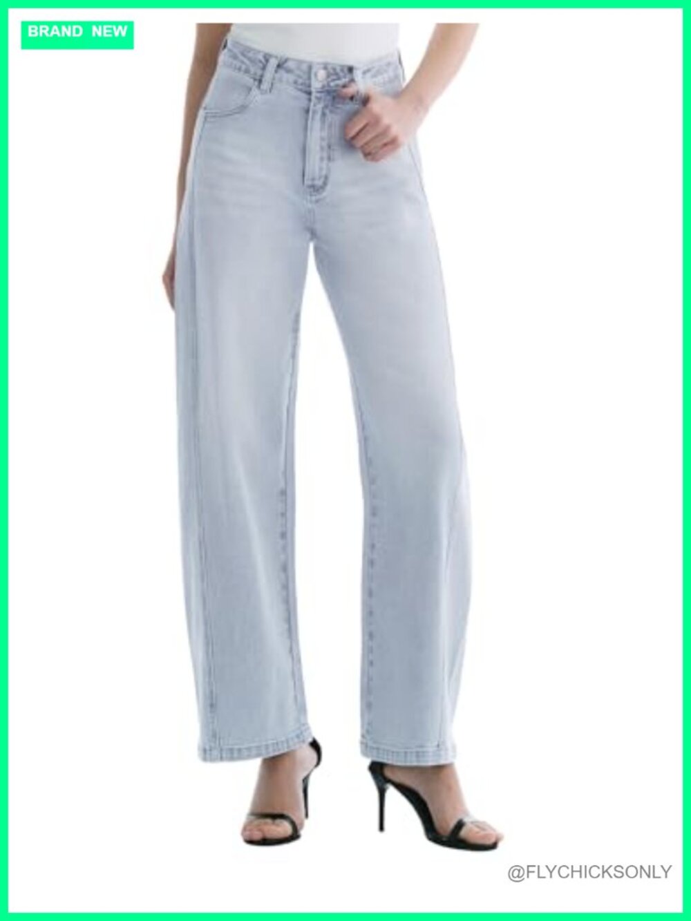 High Waisted Barrel Jeans Women Stretchy Wide Leg Ankle Denim Pants